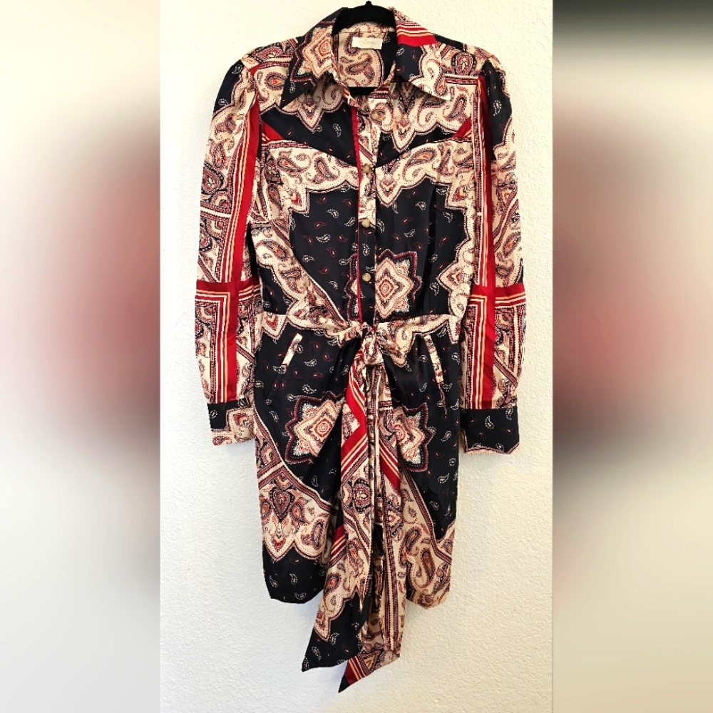 Petersyn Agnes Paisley Mini Dress, Small